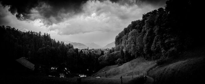 Panoramic view of mountains against sky