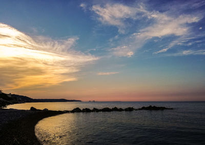 Scenic view of sea at sunset