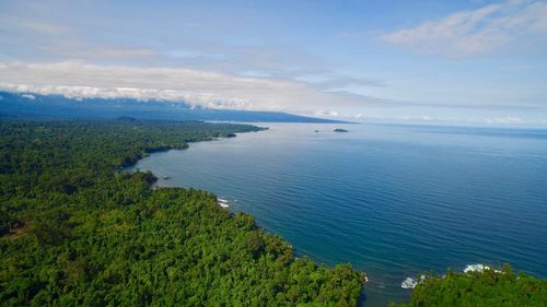 High angle view of sea against sky