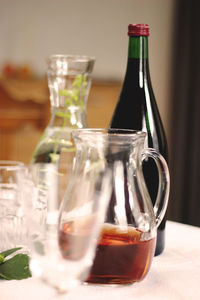 Close-up of wineglass on table