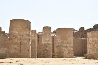 Ruins of temple against clear sky