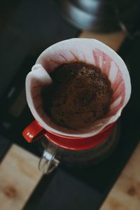 Close-up of coffee cup on table