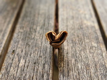 Close-up of heart shape on table