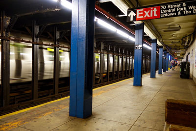 View of illuminated railroad station