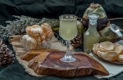 High angle view of food on table