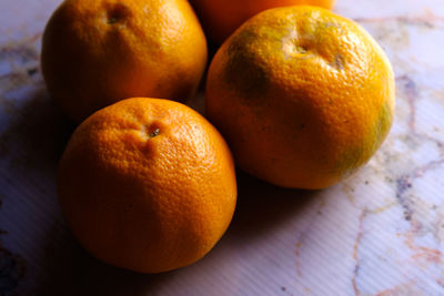 High angle view of oranges on table