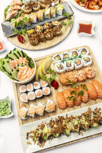 High angle view of food on table