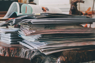 Close-up of books on table