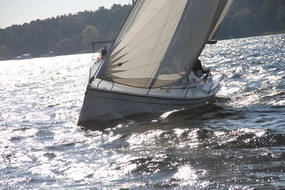 Boat sailing in sea