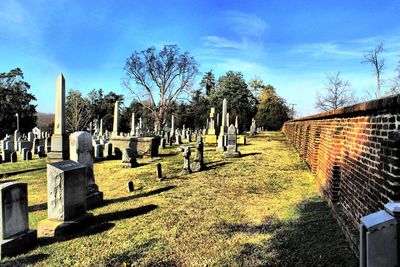 View of cemetery against the sky