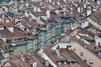 High angle view of buildings in city