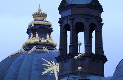 Low angle view of statue against sky