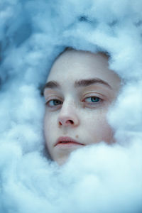 Portrait of girl in snow