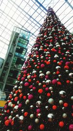 Low angle view of christmas decoration against sky