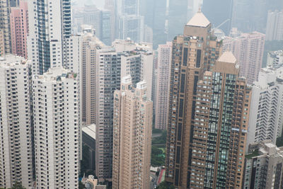 Aerial view of skyscrapers in city