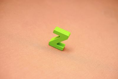 High angle view of green toy on table