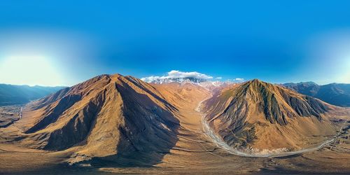 Panoramic view of snowcapped mountains against sky