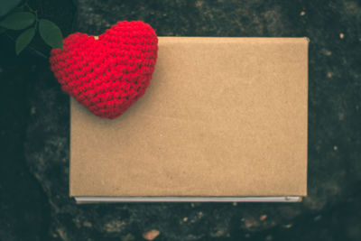 High angle view of heart shape on table
