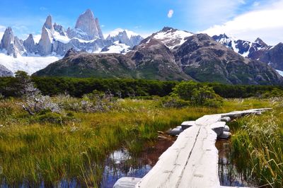 Scenic view of landscape against cloudy sky