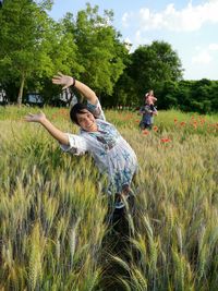 People enjoying on field