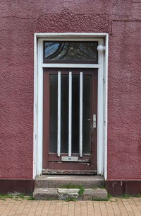 Closed door of building