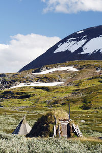 Dugout in mountains