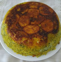 High angle view of meal served in plate