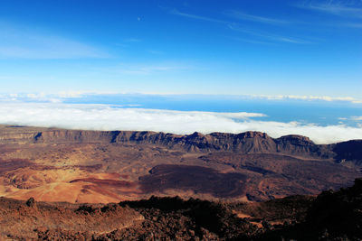 View of landscape with mountain in background