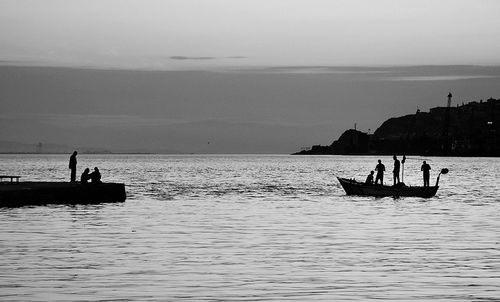 Tourists on boat in sea