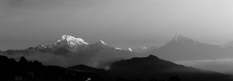 Low angle view of silhouette mountains against sky