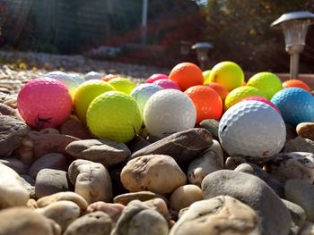 Close-up of multi colored pebbles