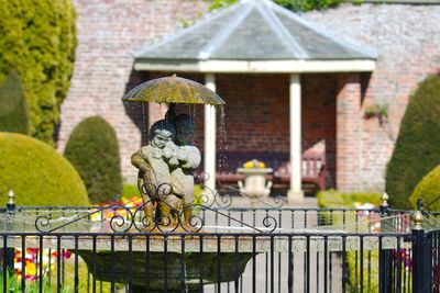 Garden fountain with sculpture