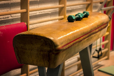 Close-up of pommel horse