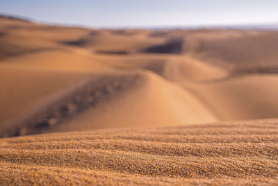 Beautiful shiny brown sand with natural waves pattern on sunny day