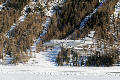 Private and corporate jets in the airport in st moritz switzerland