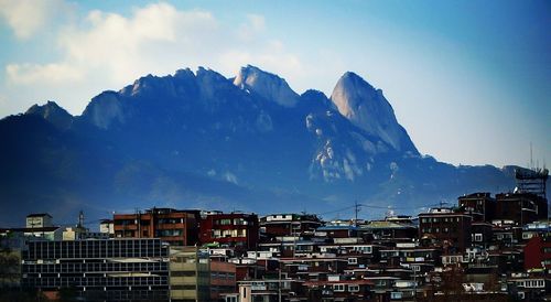 Scenic view of mountains against sky