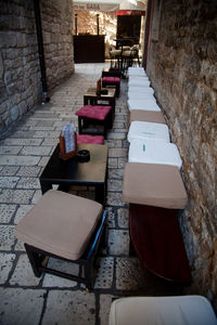 Empty alley with buildings in background