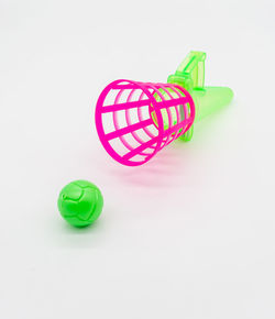 Close-up of toy over white background