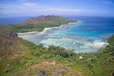 High angle view of beach against sky