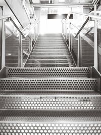 High angle view of empty staircase in factory