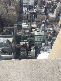 Top view of tall buildings in city