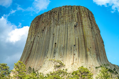 Low angle view of rock formation against sky