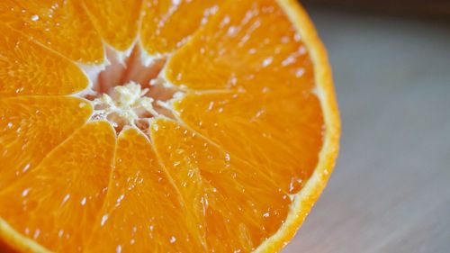 Close-up of orange on table