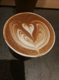 High angle view of coffee on table