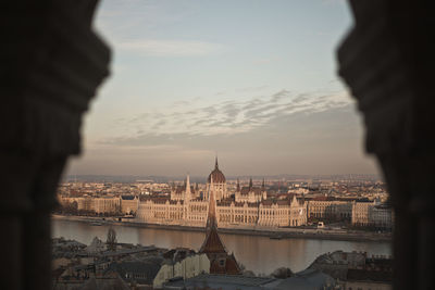 Scenic view of the city of budapest against sky during sunset