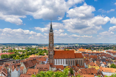 High angle view of townscape against sky