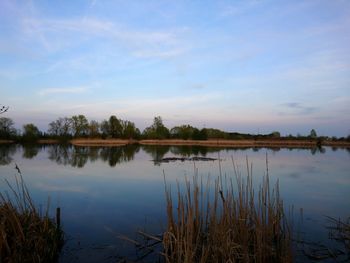 Scenic view of lake against sky