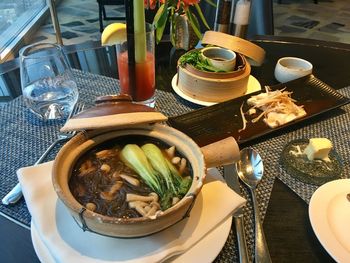 Close-up of food in plate on table