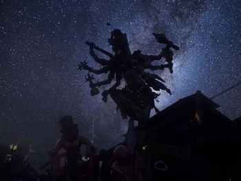 Low angle view of plant against sky at night