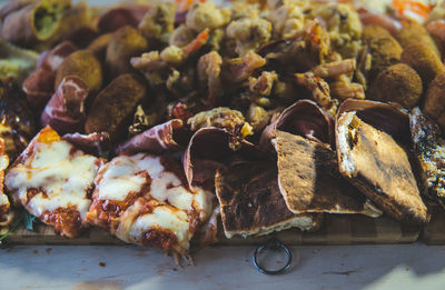 Close-up of food on barbecue grill